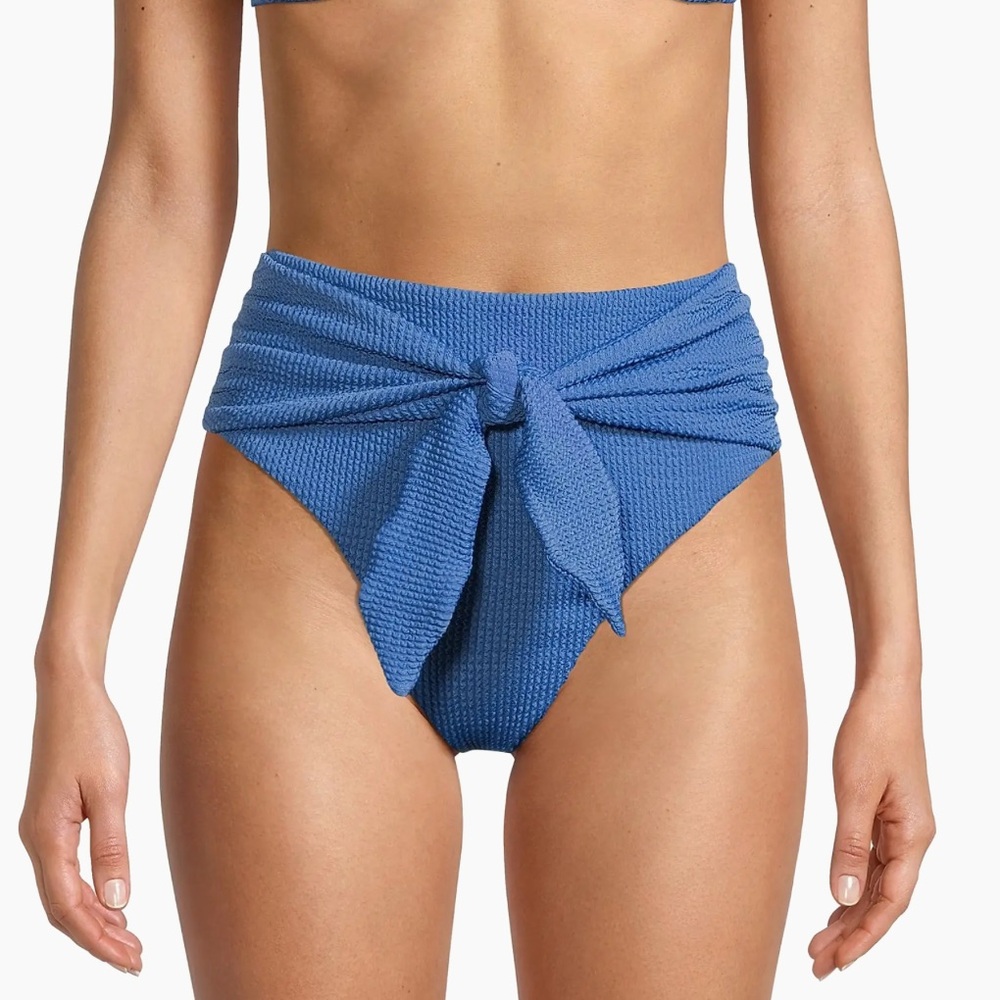 $158 Veronica Beard Women's Blue Azoia Crinkle Front Tie Bottom Swimwear Size S